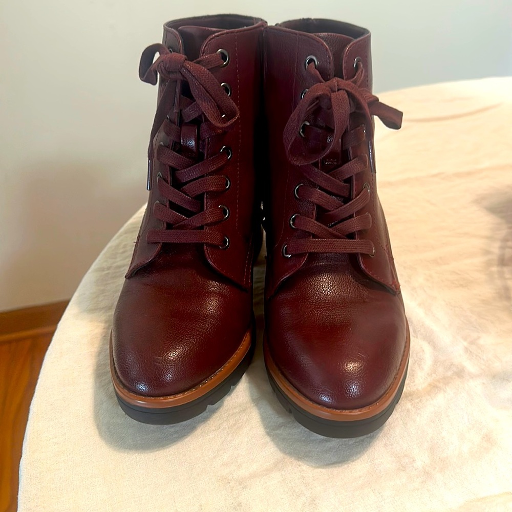 Burgundy booties